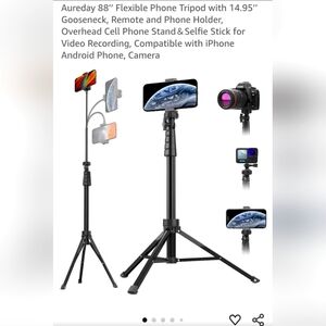 Black Flexible Phone Tripod with Gooseneck